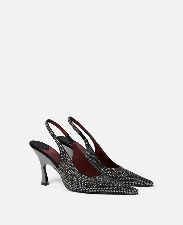 Stella McCartney - Elsa Crystal-Embellished Slingbacks, Woman, Pitch black, Size: 35 - Image 2
