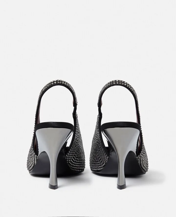 Stella McCartney - Elsa Crystal-Embellished Slingbacks, Woman, Pitch black, Size: 35 - Image 3