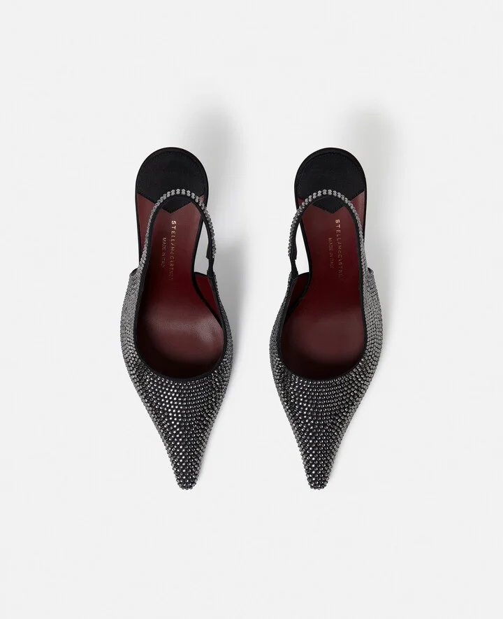 Stella McCartney - Elsa Crystal-Embellished Slingbacks, Woman, Pitch black, Size: 35 - Image 4