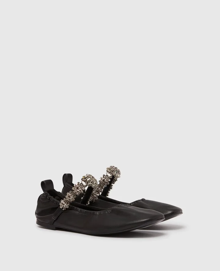 Stella McCartney - Elsa Crystal Flowers Ballet Flats, Woman, Black, Size: 35 - Image 2