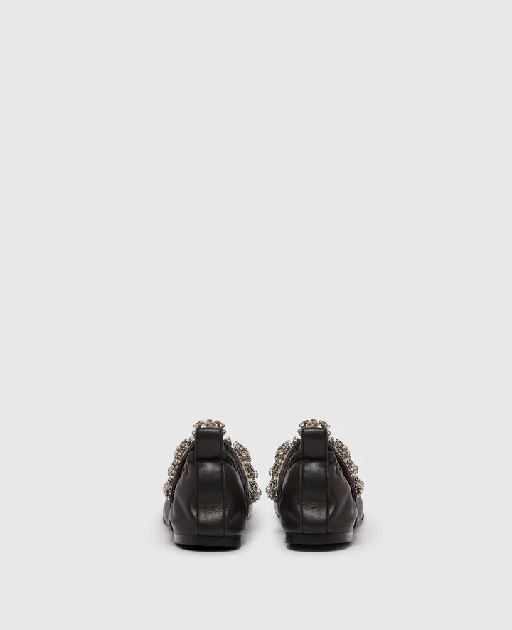 Stella McCartney - Elsa Crystal Flowers Ballet Flats, Woman, Black, Size: 35 - Image 3
