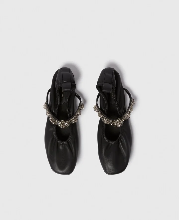 Stella McCartney - Elsa Crystal Flowers Ballet Flats, Woman, Black, Size: 35 - Image 4