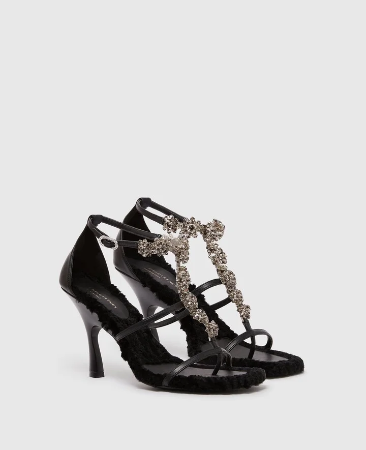 Stella McCartney - Elsa Crystal Flowers Heeled Sandals, Woman, Black, Size: 35 - Image 2