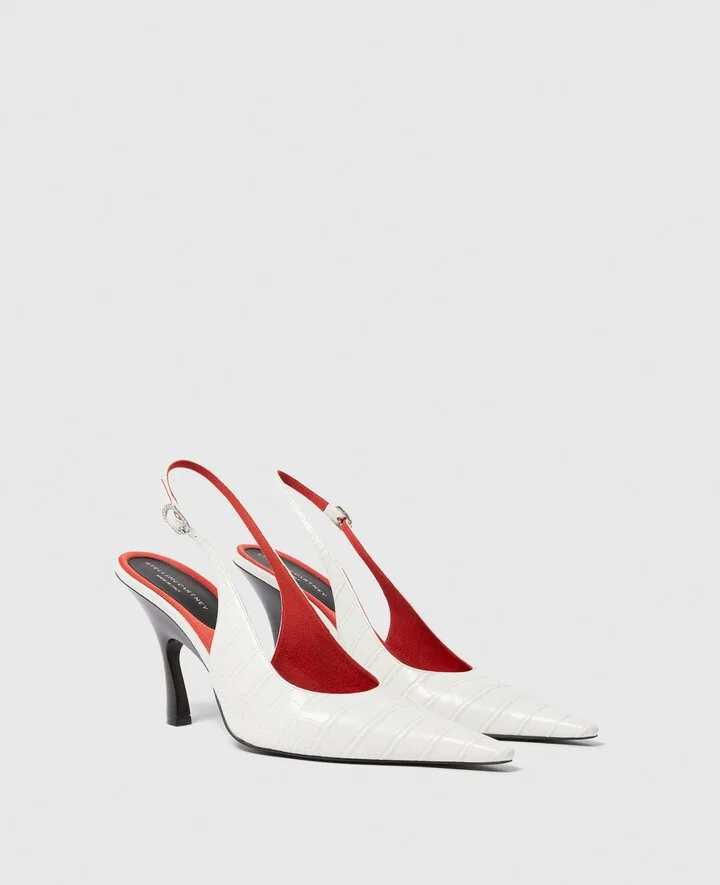 Stella McCartney - Elsa Pointed Toe Slingbacks, Woman, Stone, Size: 35 - Image 2