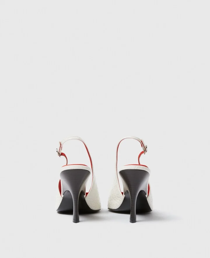 Stella McCartney - Elsa Pointed Toe Slingbacks, Woman, Stone, Size: 35 - Image 3