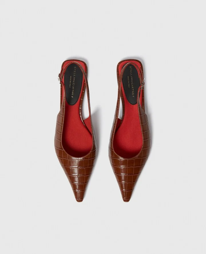Stella McCartney - Elsa Slingback Flats, Woman, Stone, Size: 35 - Image 7