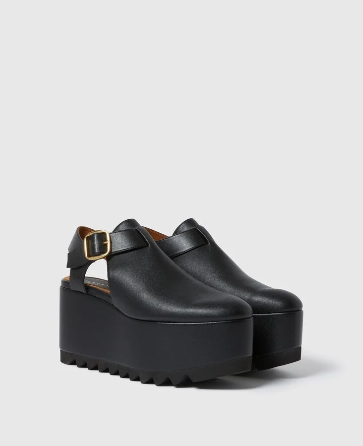 Stella McCartney - Elyse Closed-Toe T-Bar Platform Sandal, Woman, Black, Size: 34 - Image 2