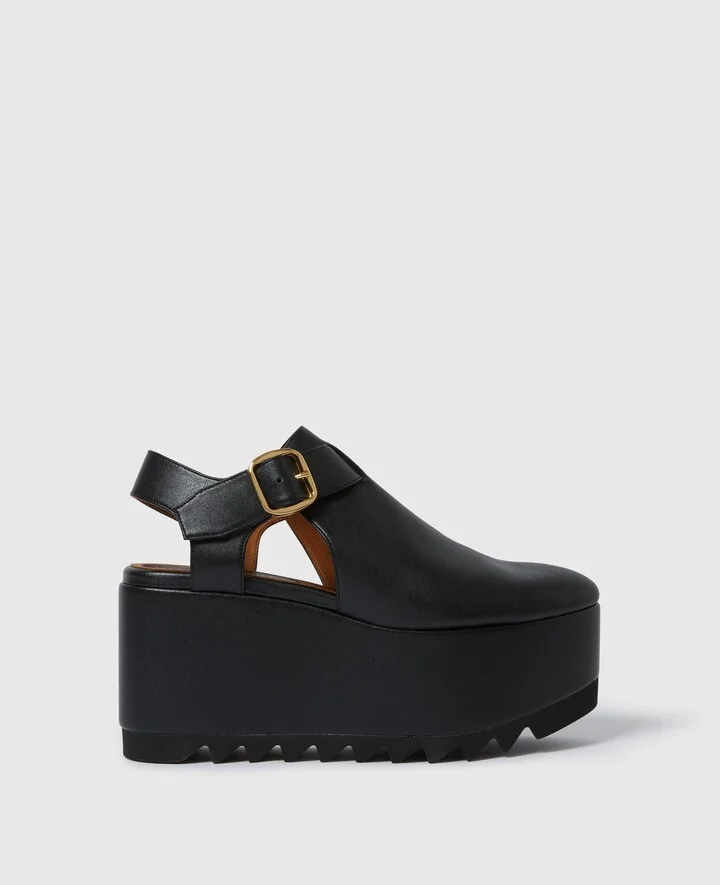 Stella McCartney - Elyse Closed-Toe T-Bar Platform Sandal, Woman, Black, Size: 34
