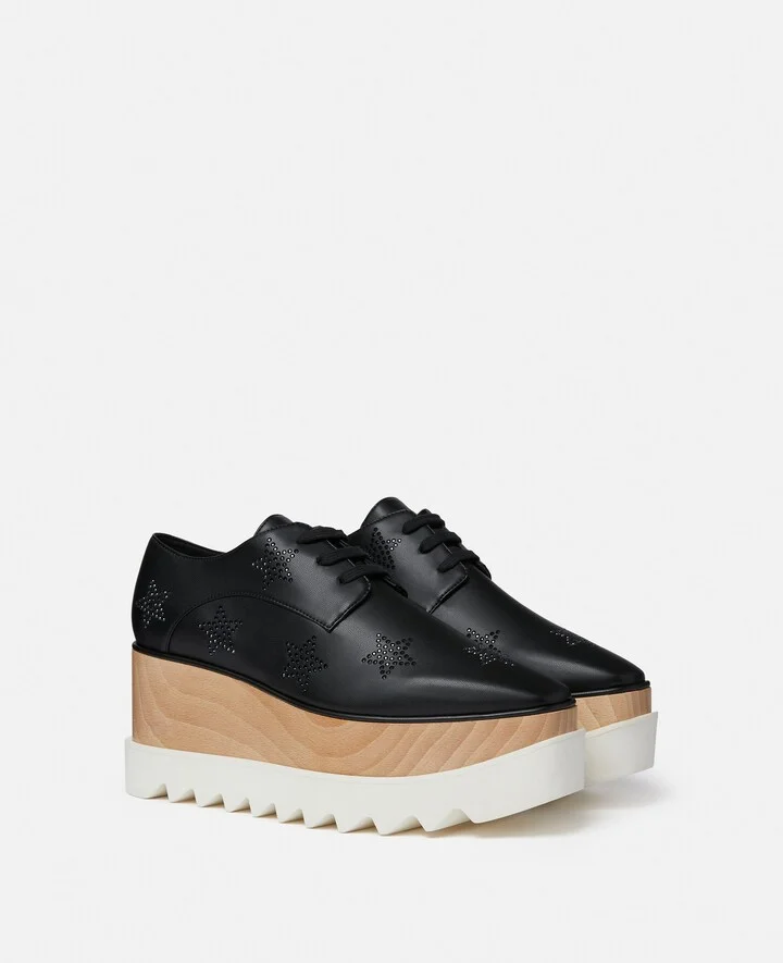Stella McCartney - Elyse Crystal Star Platform Shoes, Woman, Black, Size: 38 - Image 3