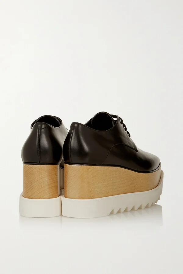 Stella McCartney - Elyse Faux Glossed-leather Platform Brogues - Black - Image 3