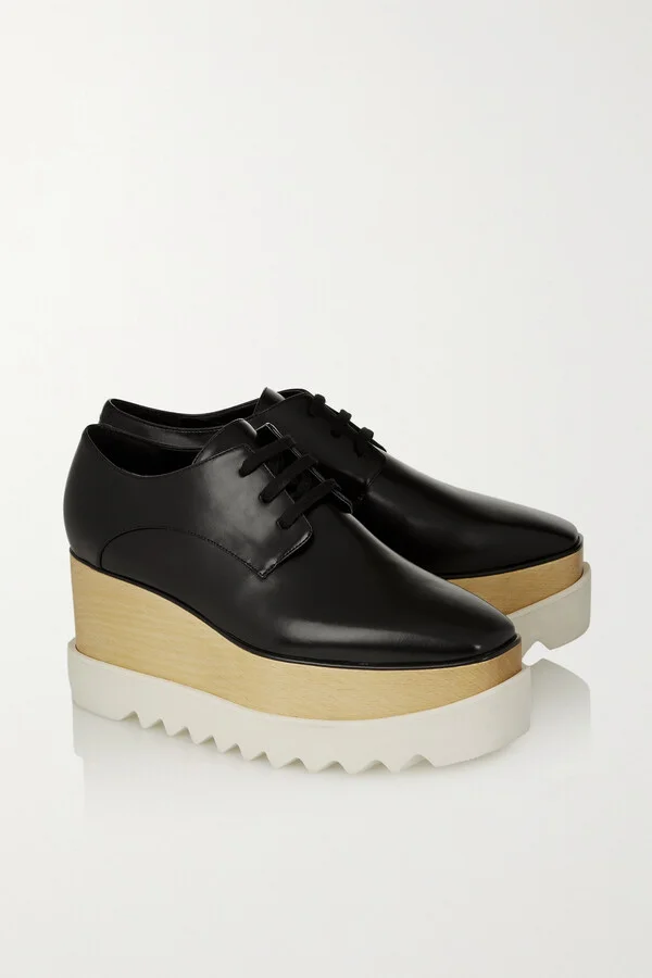 Stella McCartney - Elyse Faux Glossed-leather Platform Brogues - Black - Image 5
