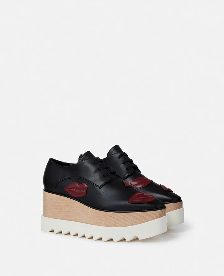 Stella McCartney - Elyse Lip Appliqué Platform Shoes, Woman, Black, Size: 36h - Image 2