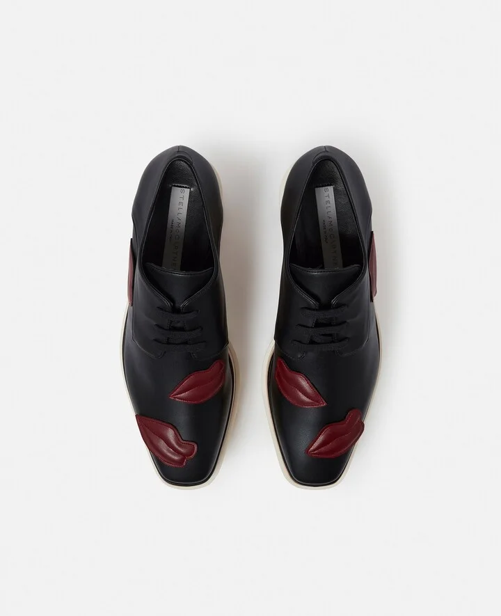 Stella McCartney - Elyse Lip Appliqué Platform Shoes, Woman, Black, Size: 36h - Image 4