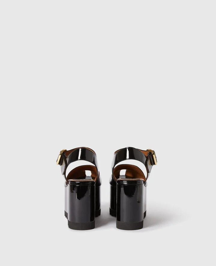 Stella McCartney - Elyse Patent Platform Sandals, Woman, Black, Size: 34h - Image 3