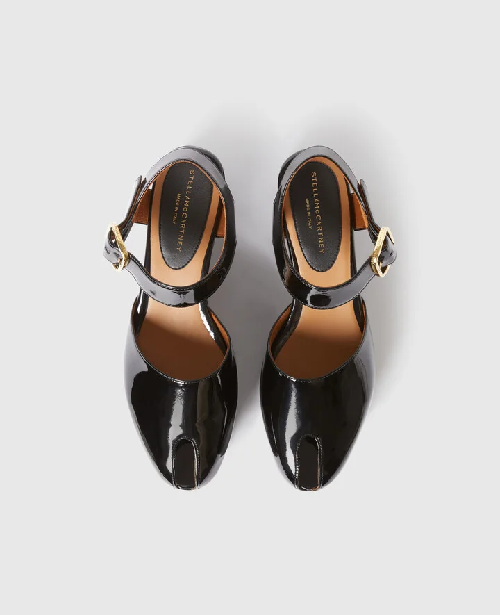 Stella McCartney - Elyse Patent Platform Sandals, Woman, Black, Size: 34h - Image 4