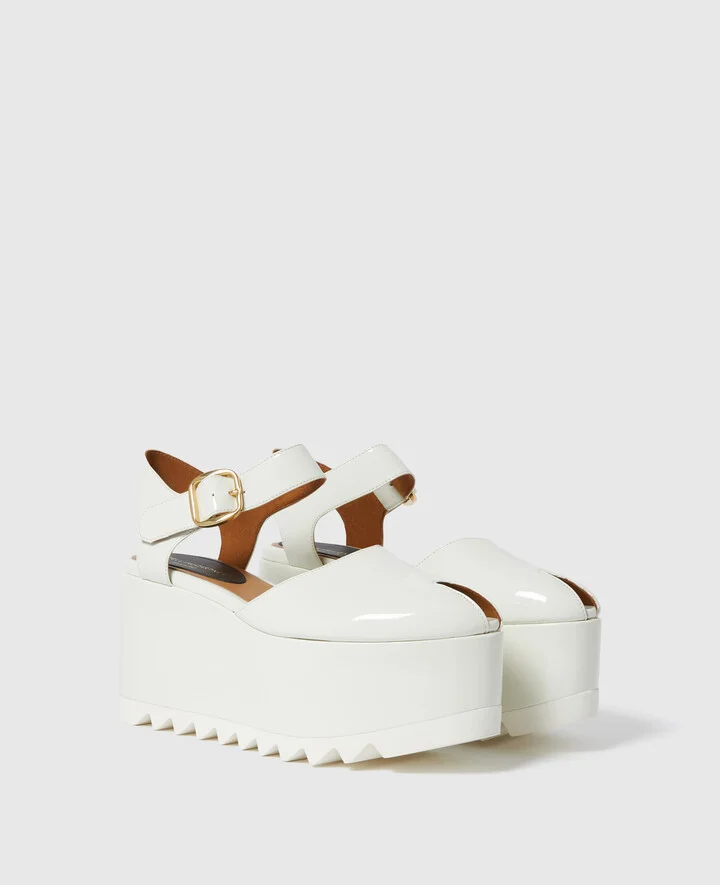 Stella McCartney - Elyse Patent Platform Sandals, Woman, Black, Size: 34h - Image 5