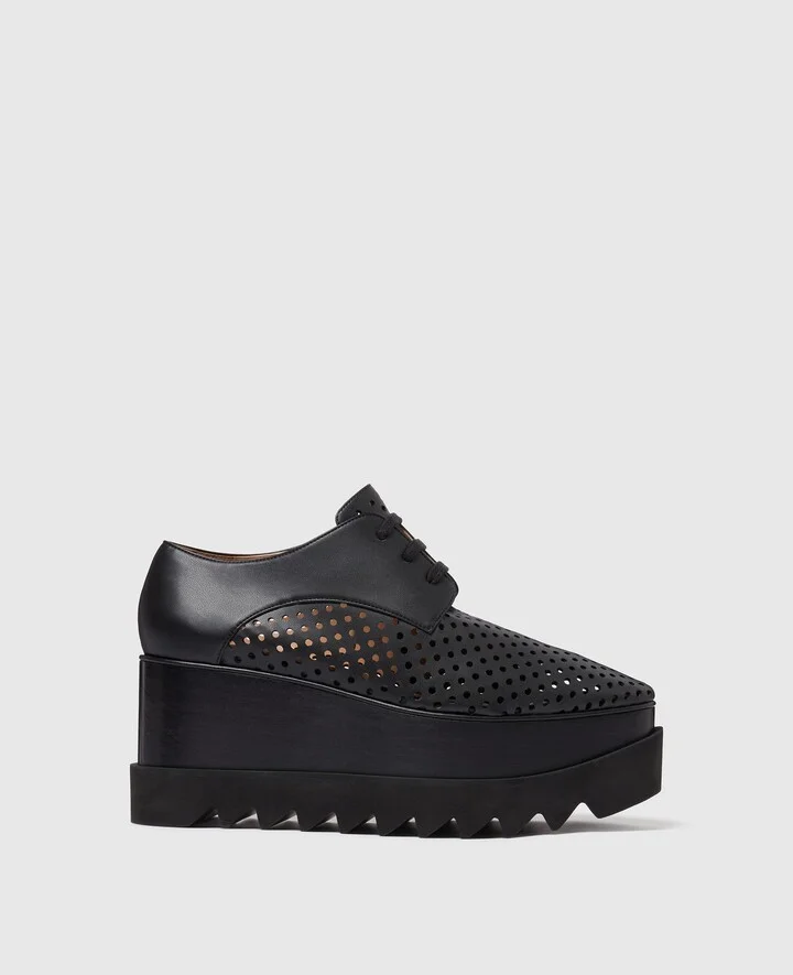 Stella McCartney - Elyse Perforated Platforms, Woman, Black, Size: 39