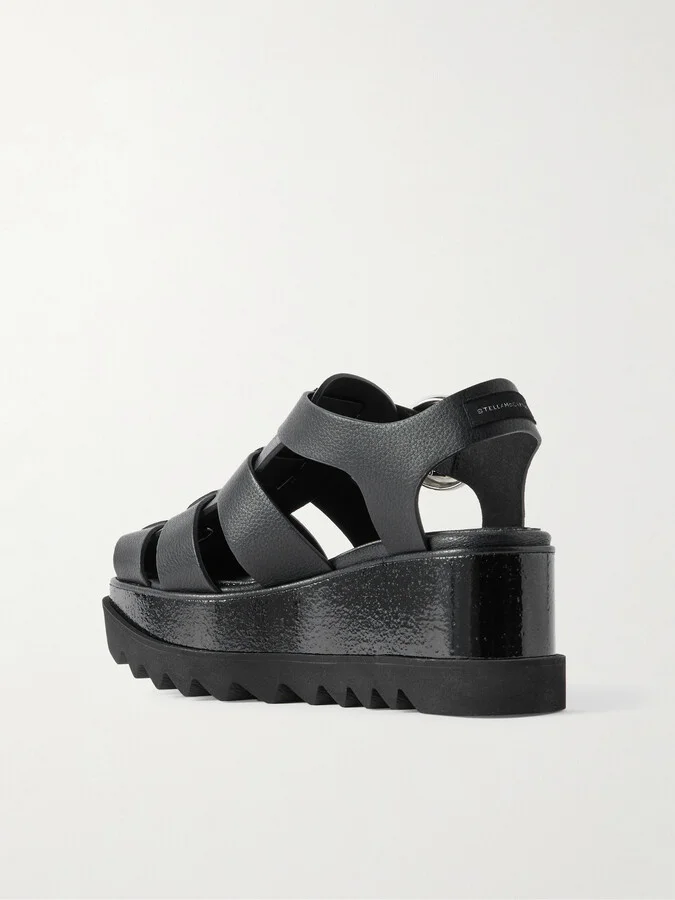 Stella McCartney - Elyse Recycled Wedge Sandals - Black - Image 3