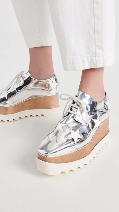 Stella McCartney Elyse Stars Mirror Lace Up Platforms - Image 4