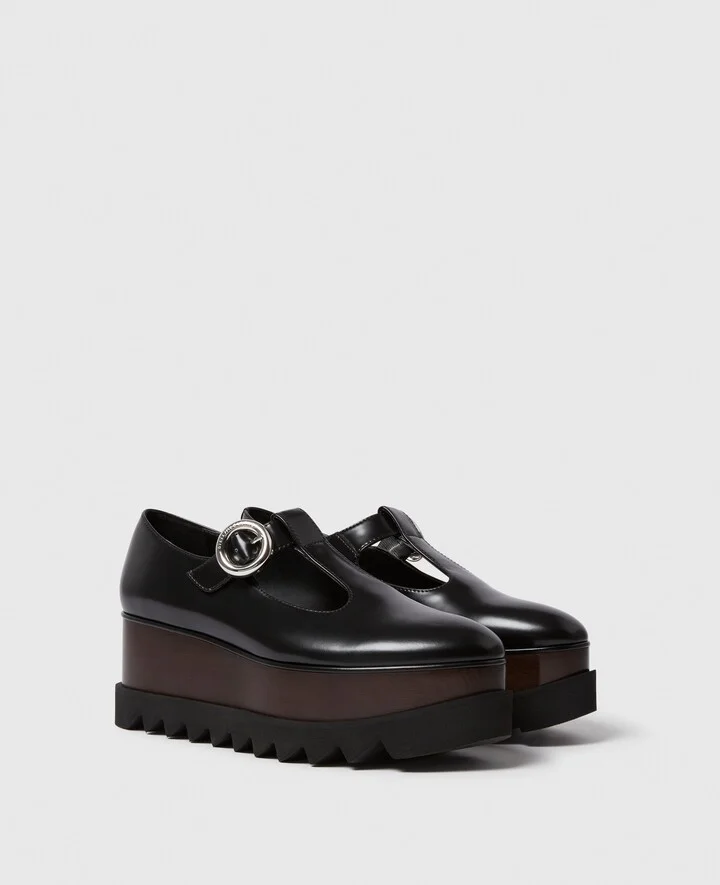 Stella McCartney - Elyse T-Bar Platform Mary Janes, Woman, Black, Size: 34h - Image 2