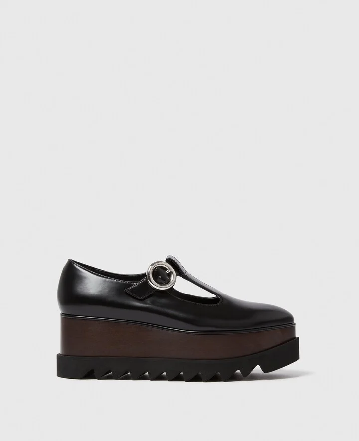 Stella McCartney - Elyse T-Bar Platform Mary Janes, Woman, Black, Size: 34h