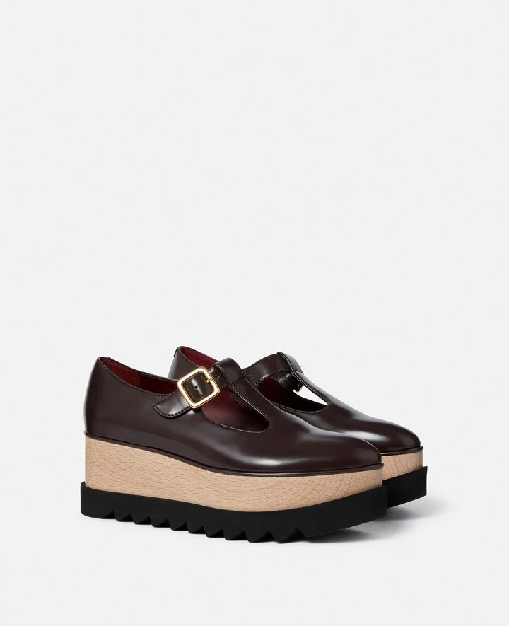 Stella McCartney - Elyse T-Bar Platform Mary Janes, Woman, Coffee brown, Size: 39 - Image 2
