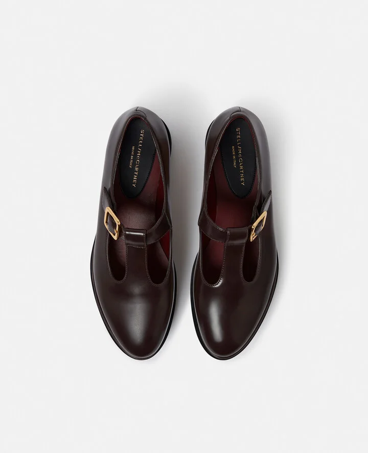 Stella McCartney - Elyse T-Bar Platform Mary Janes, Woman, Coffee brown, Size: 39 - Image 4