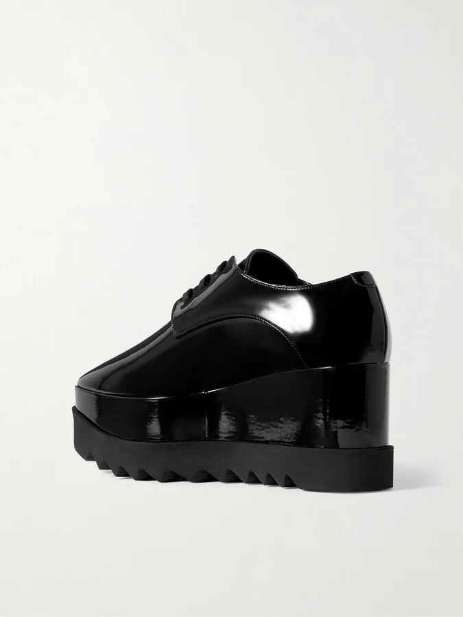 Stella McCartney - Elyse Vegetarian Patent-leather Platform Brogues - Black - Image 3