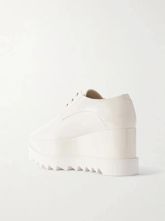 Stella McCartney - Elyse Vegetarian Patent-leather Platform Brogues - Ivory - Image 3