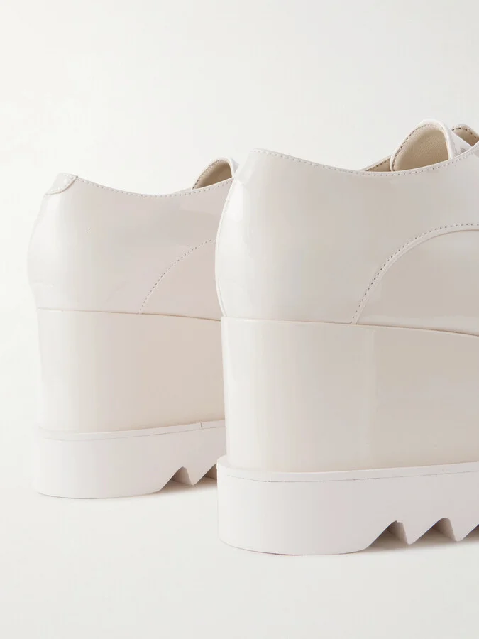 Stella McCartney - Elyse Vegetarian Patent-leather Platform Brogues - Ivory - Image 4