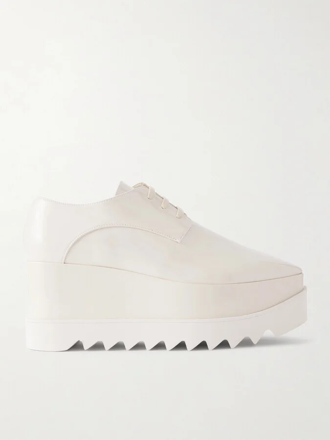 Stella McCartney - Elyse Vegetarian Patent-leather Platform Brogues - Ivory