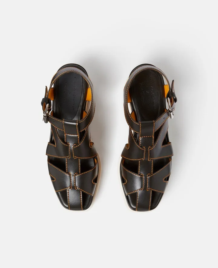 Stella McCartney - Elyse Veuve Clicquot Platform Sandals, Woman, Chocolate, Size: 35 - Image 4