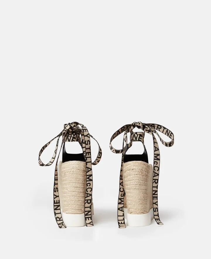 Stella McCartney - Gaia Alter Mat Peeptoe Wedge Espadrilles, Woman, Black, Size: 36 - Image 2
