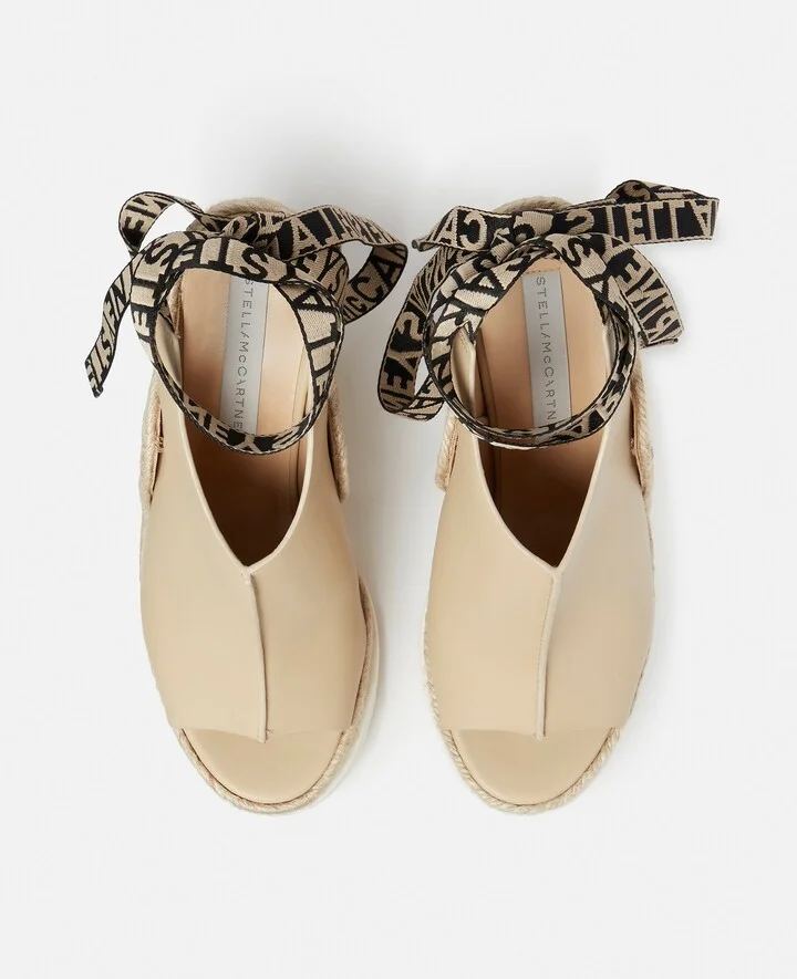 Stella McCartney - Gaia Alter Mat Peeptoe Wedge Espadrilles, Woman, Black, Size: 36 - Image 6