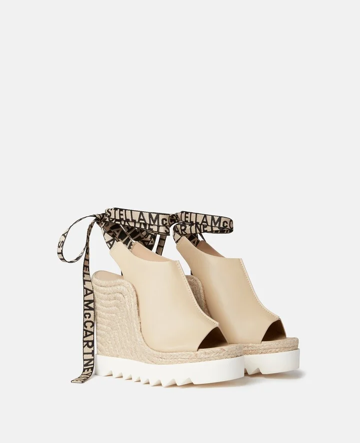 Stella McCartney - Gaia Alter Mat Peeptoe Wedge Espadrilles, Woman, Black, Size: 36 - Image 7
