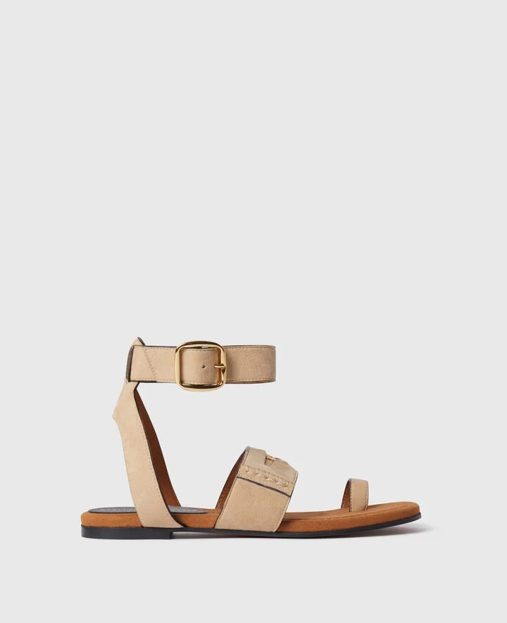 Stella McCartney - Gaia Ankle Buckle Sandals, Woman, Desert, Size: 35