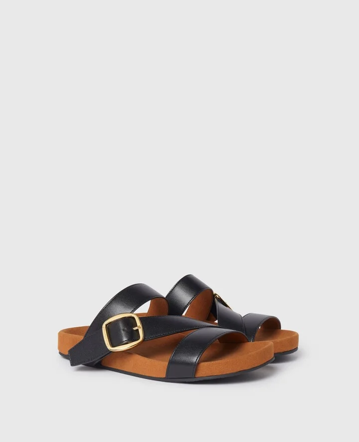 Stella McCartney - Gaia Backless Buckle Sandals, Woman, Black, Size: 35 - Image 3