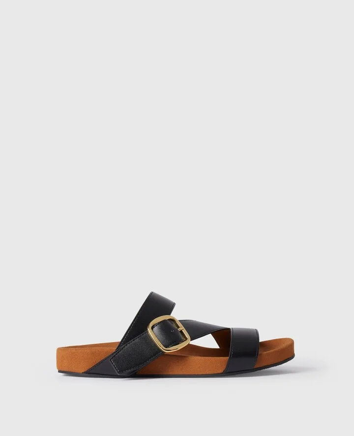 Stella McCartney - Gaia Backless Buckle Sandals, Woman, Black, Size: 35