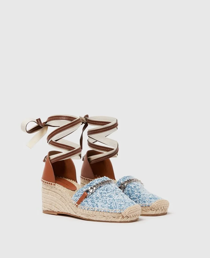Stella McCartney - Gaia Bouclé Platform Espadrille Wedges, Woman, Dark blue denim, Size: 35 - Image 3