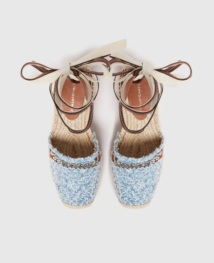 Stella McCartney - Gaia Bouclé Platform Espadrille Wedges, Woman, Dark blue denim, Size: 35 - Image 5