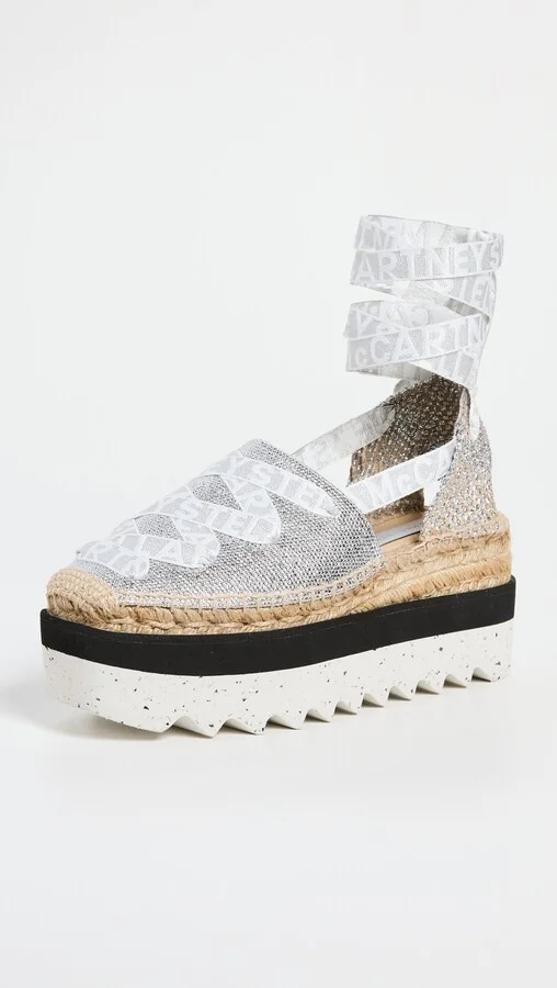 Stella McCartney Gaia Laminated Cotton Platform Espadrilles - Image 3