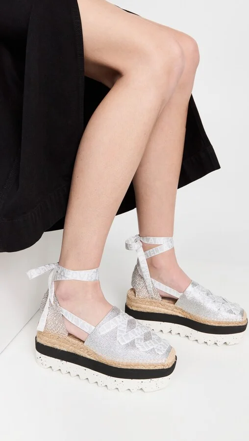 Stella McCartney Gaia Laminated Cotton Platform Espadrilles - Image 4