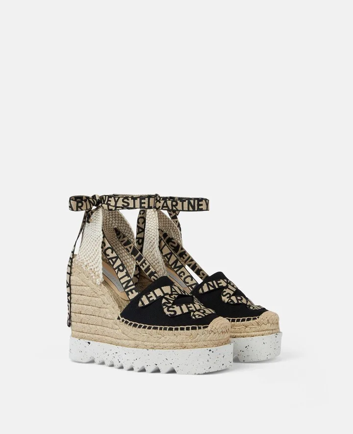 Stella McCartney - Gaia Platform Espadrille Wedges, Woman, Black, Size: 35 - Image 3