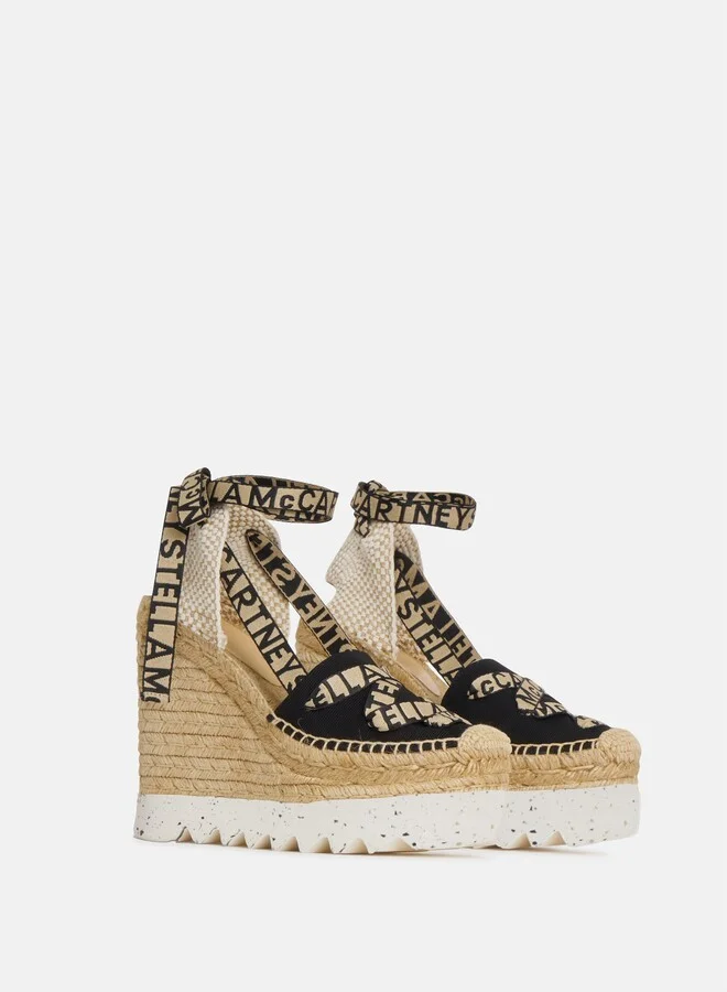 Stella McCartney - Gaia Platform Espadrille Wedges, Woman, Black, Size: 35