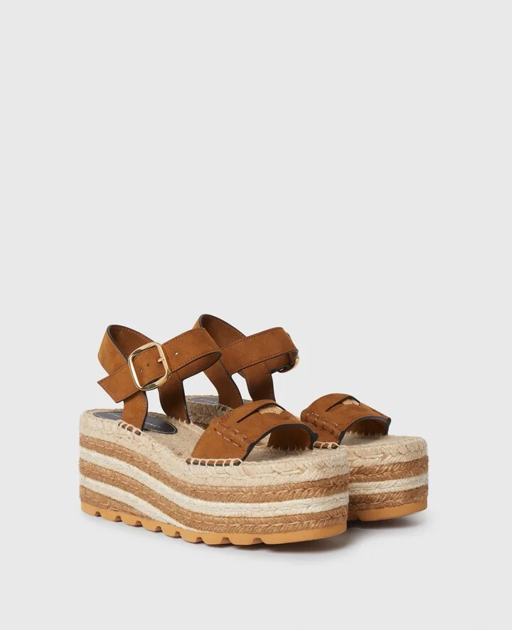 Stella McCartney - Gaia Platform Espadrille Wedges, Woman, Pecan, Size: 35 - Image 2