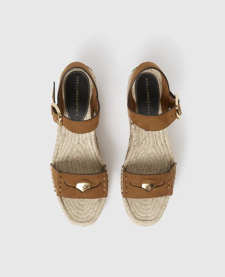 Stella McCartney - Gaia Platform Espadrille Wedges, Woman, Pecan, Size: 35 - Image 4