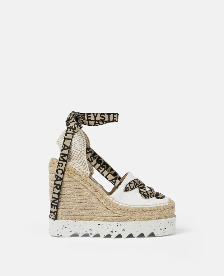 Stella McCartney - Gaia Platform Espadrille Wedges, Woman, White, Size: 35