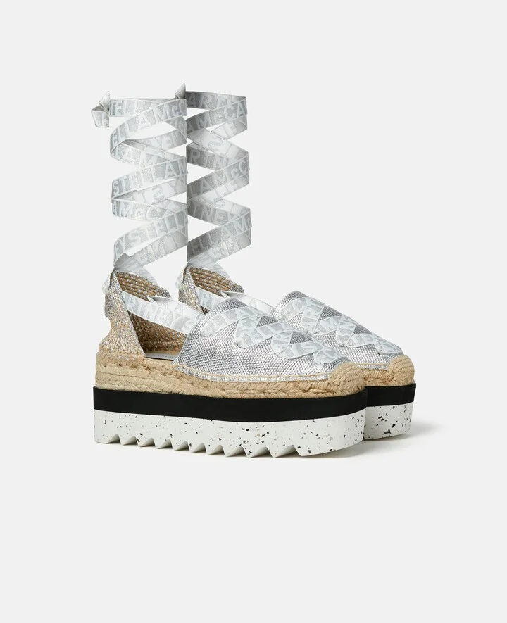 Stella McCartney - Gaia Platform Espadrilles, Woman, Silver, Size: 35 - Image 2