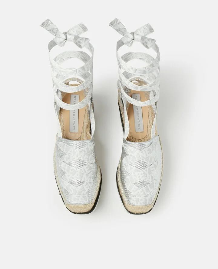 Stella McCartney - Gaia Platform Espadrilles, Woman, Silver, Size: 35 - Image 4