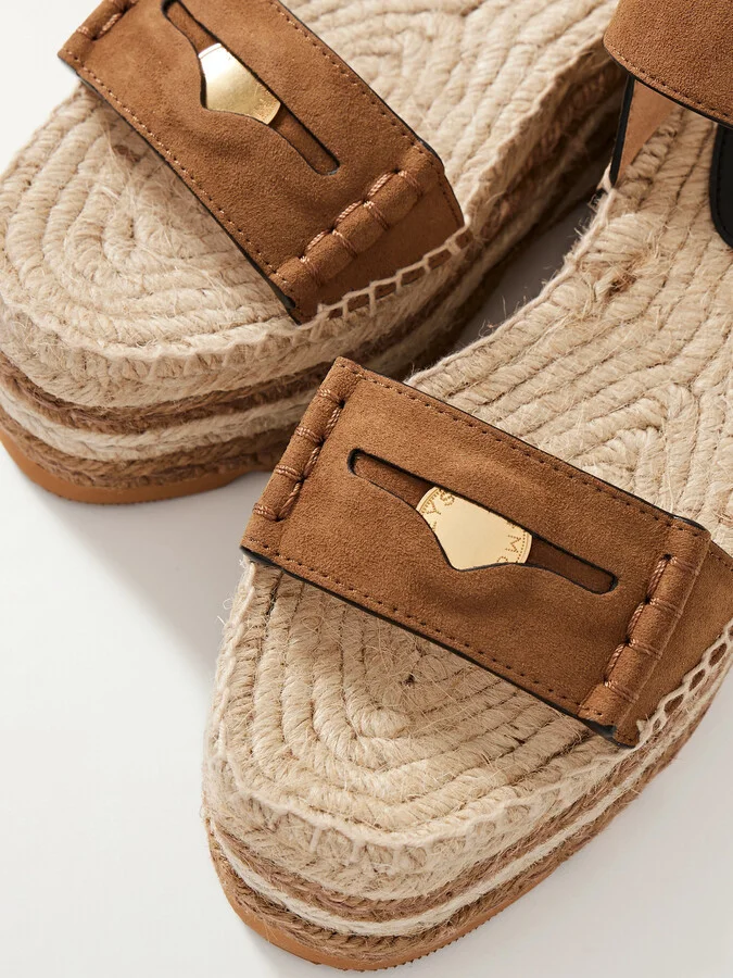 Stella McCartney - Gaia Suede Platform Sandals - Brown - Image 4
